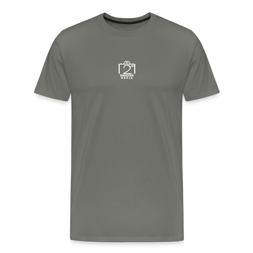 "2nd Shooter White" Fitted Tee - asphalt gray