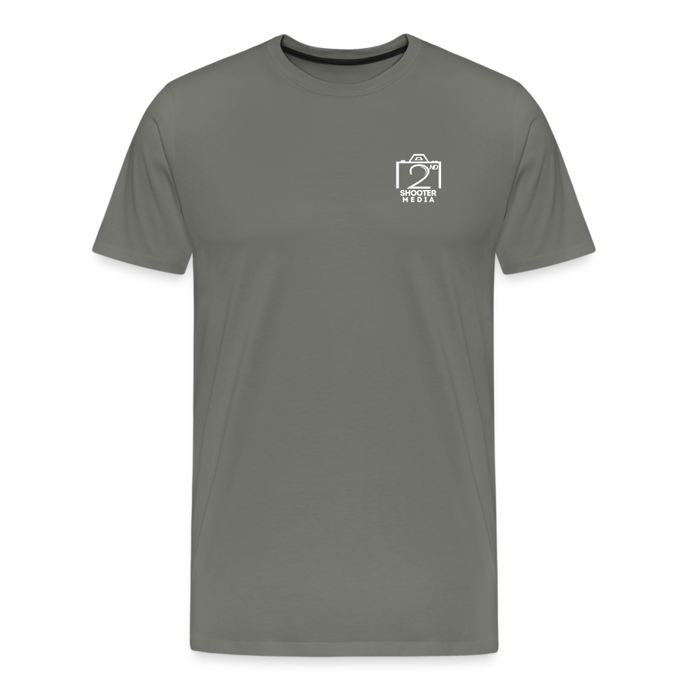 "2nd Shooter White" Fitted Tee (Left) - asphalt gray