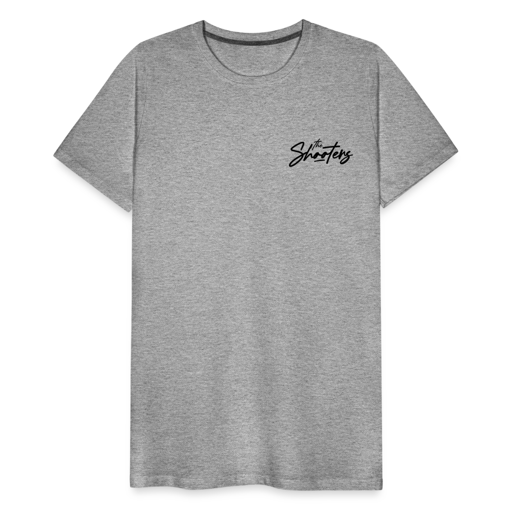 "The Shooters Black" Fitted Tee (Left) - heather gray