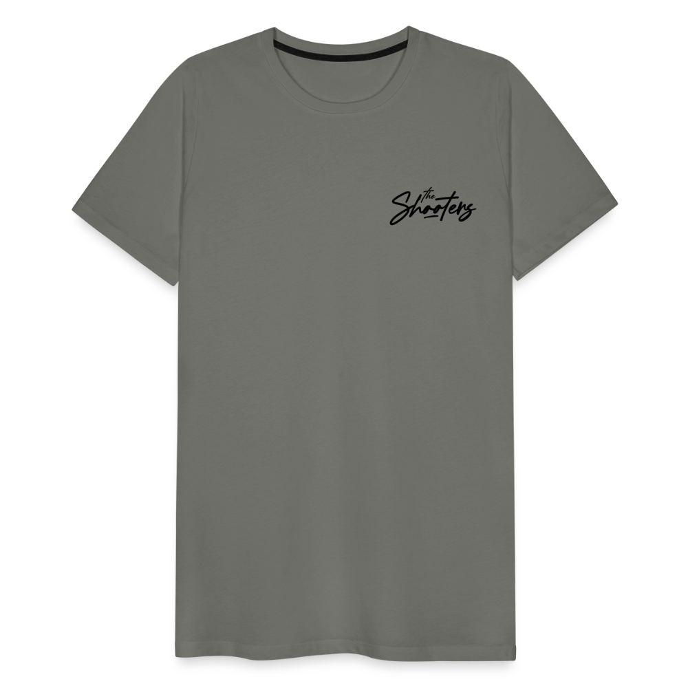 "The Shooters Black" Fitted Tee (Left) - asphalt gray