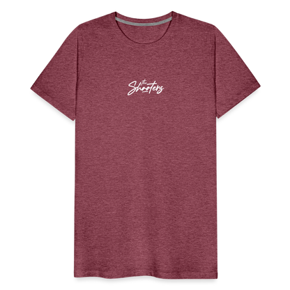 "The Shooters White" Fitted Tee - heather burgundy