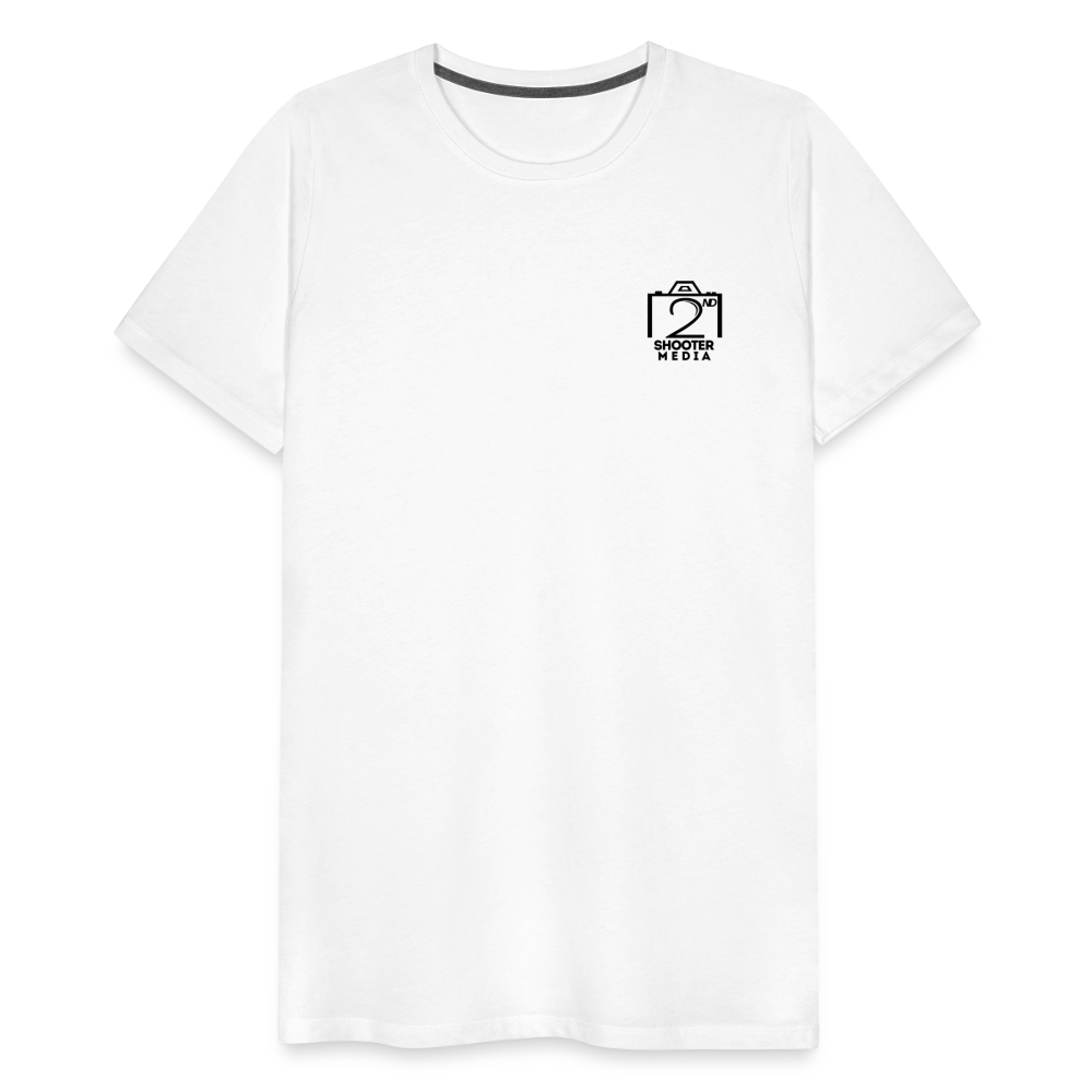 "2nd Shooter Black" Fitted Tee (Left) - white