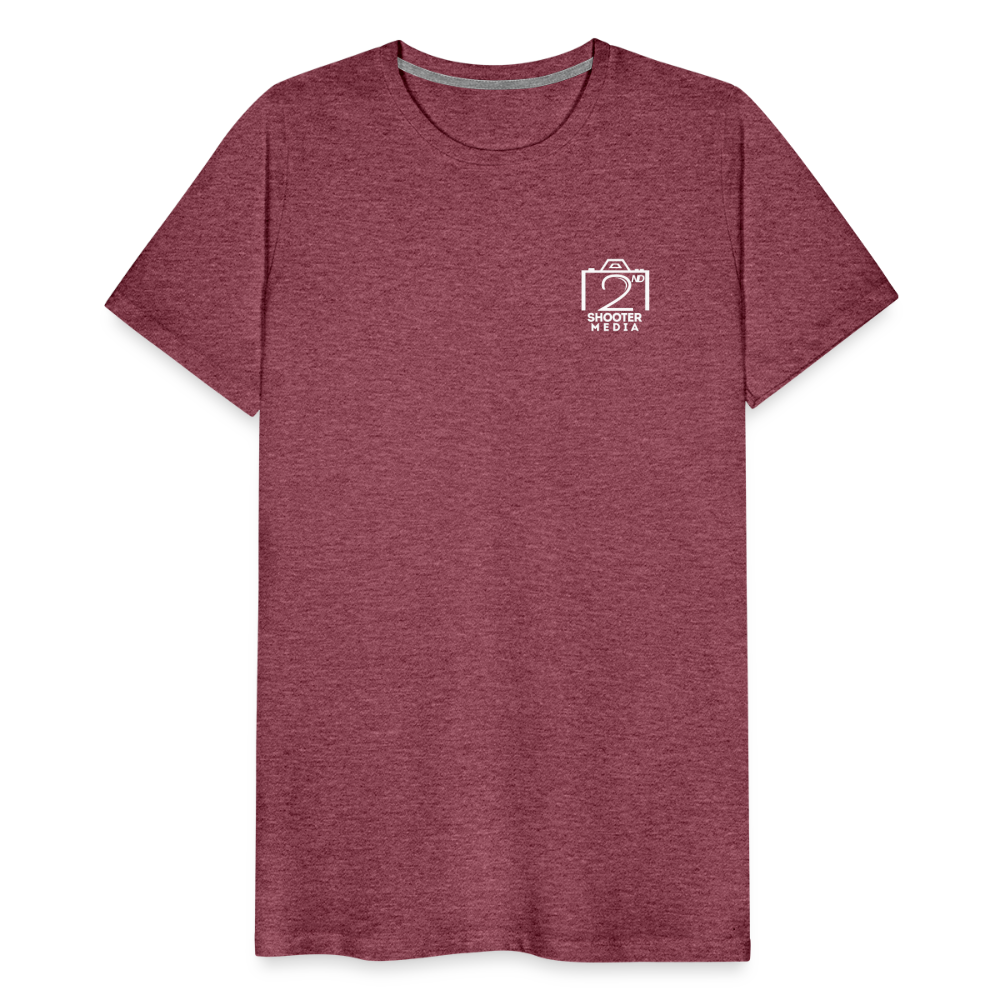 "2nd Shooter White" Fitted Tee (Left) - heather burgundy