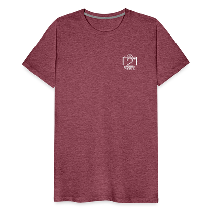 "2nd Shooter White" Fitted Tee (Left) - heather burgundy