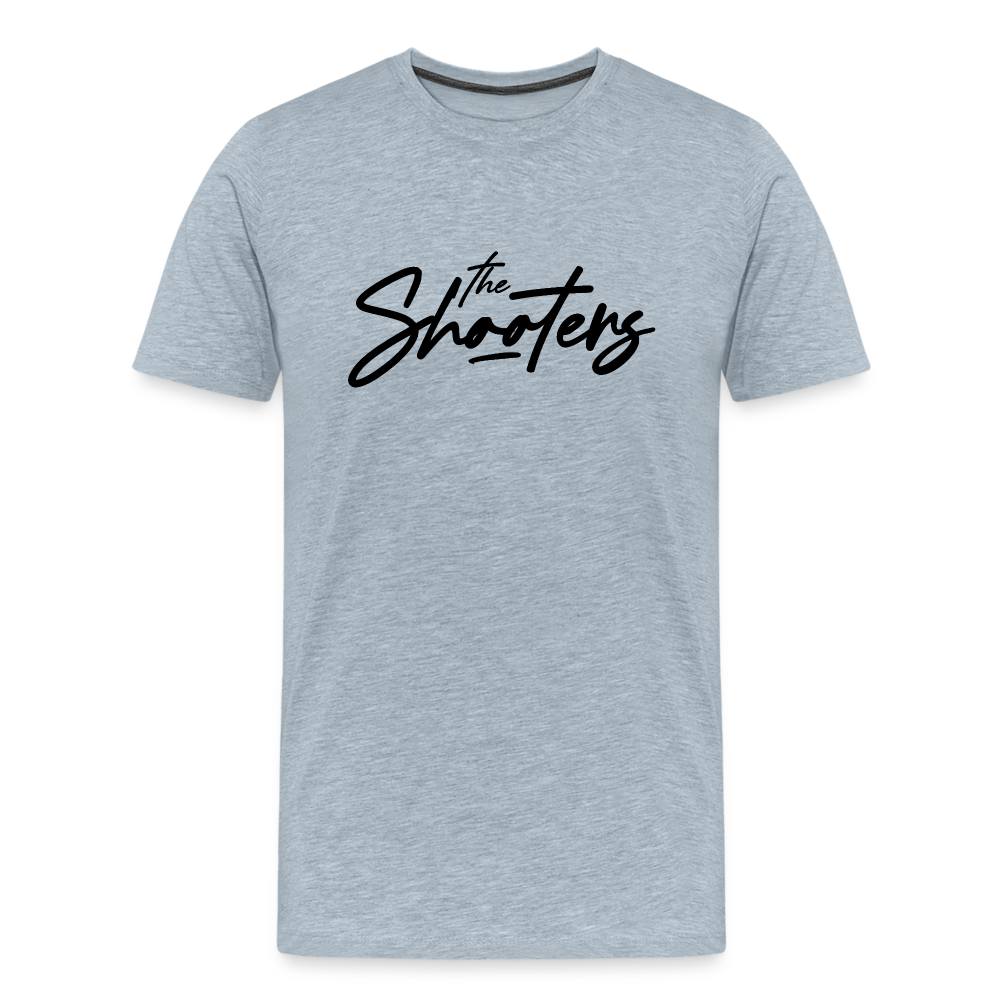 "The Shooters Big Black" Fitted Tee - heather ice blue