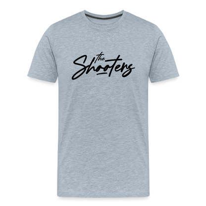 "The Shooters Big Black" Fitted Tee - heather ice blue