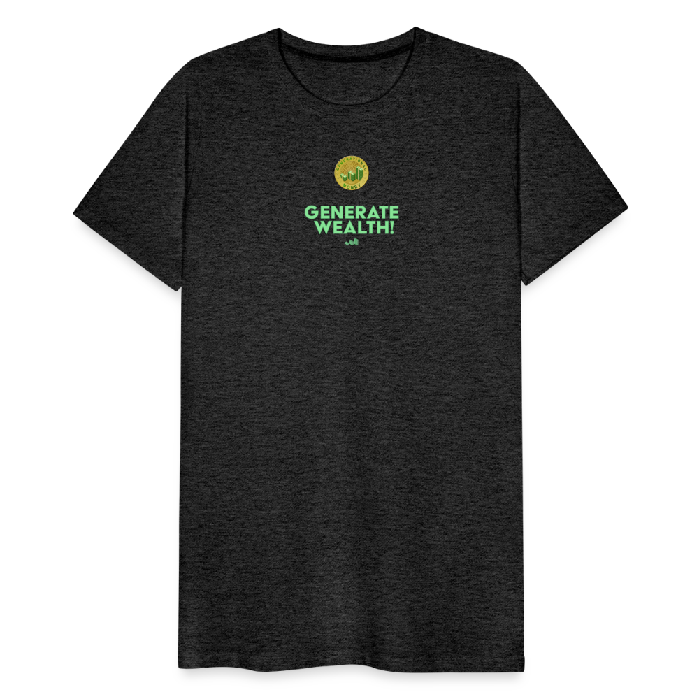 "Generate Wealth Green Logo" Fitted Tee - charcoal grey