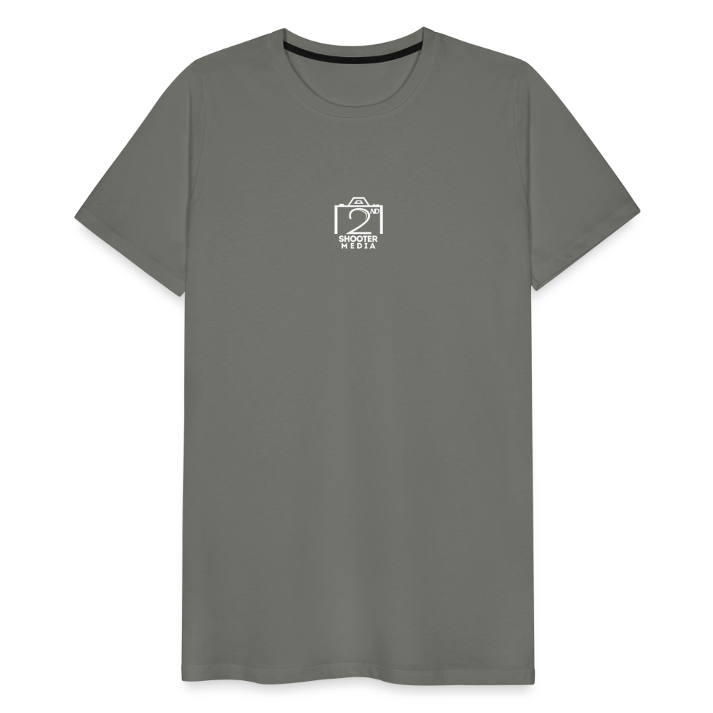 "2nd Shooter White" Fitted Tee - asphalt gray