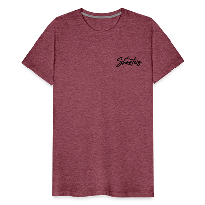 "The Shooters Black" Fitted Tee (Left) - heather burgundy