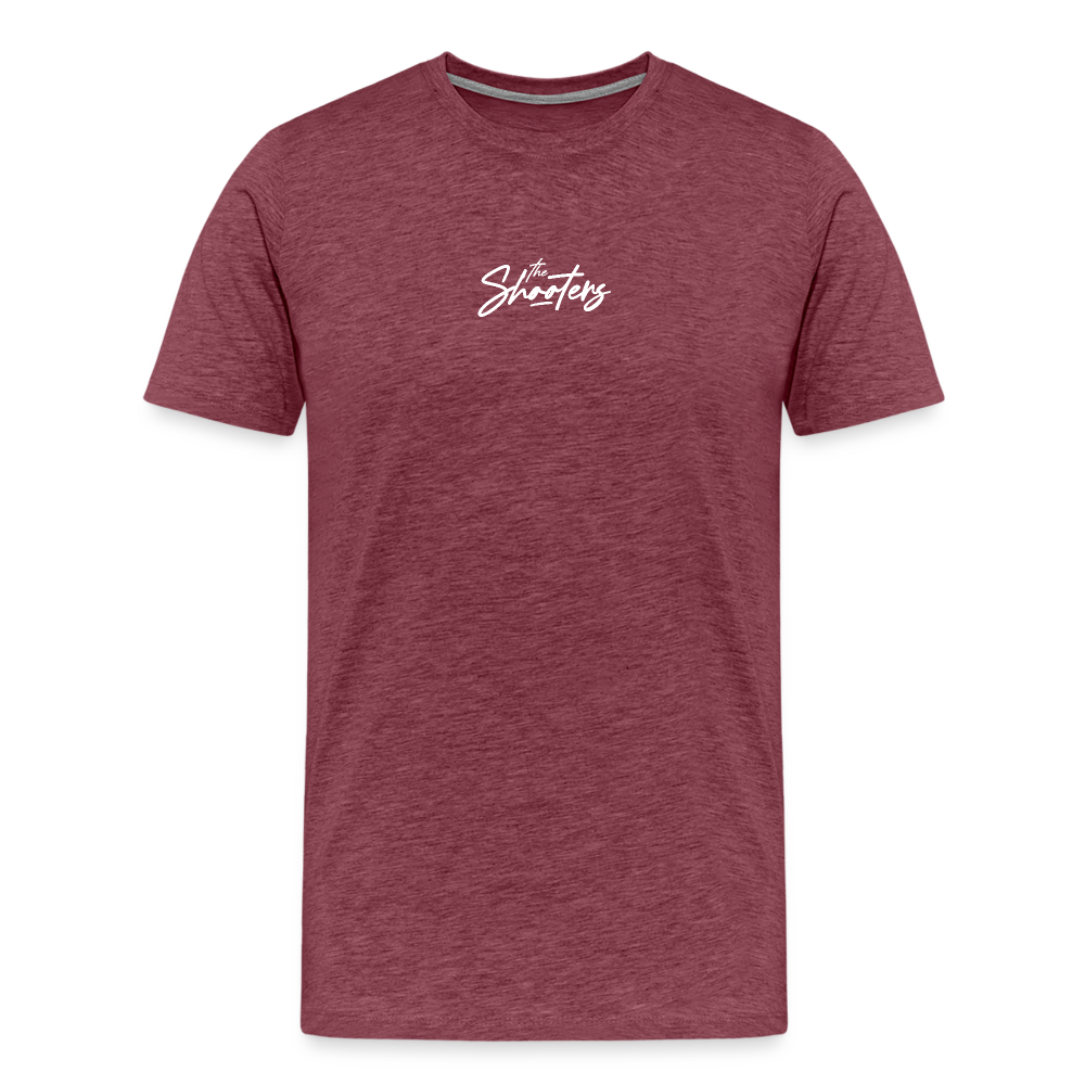 "The Shooters White" Fitted Tee - heather burgundy