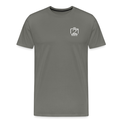 "2nd Shooter White" Fitted Tee (Left) - asphalt gray