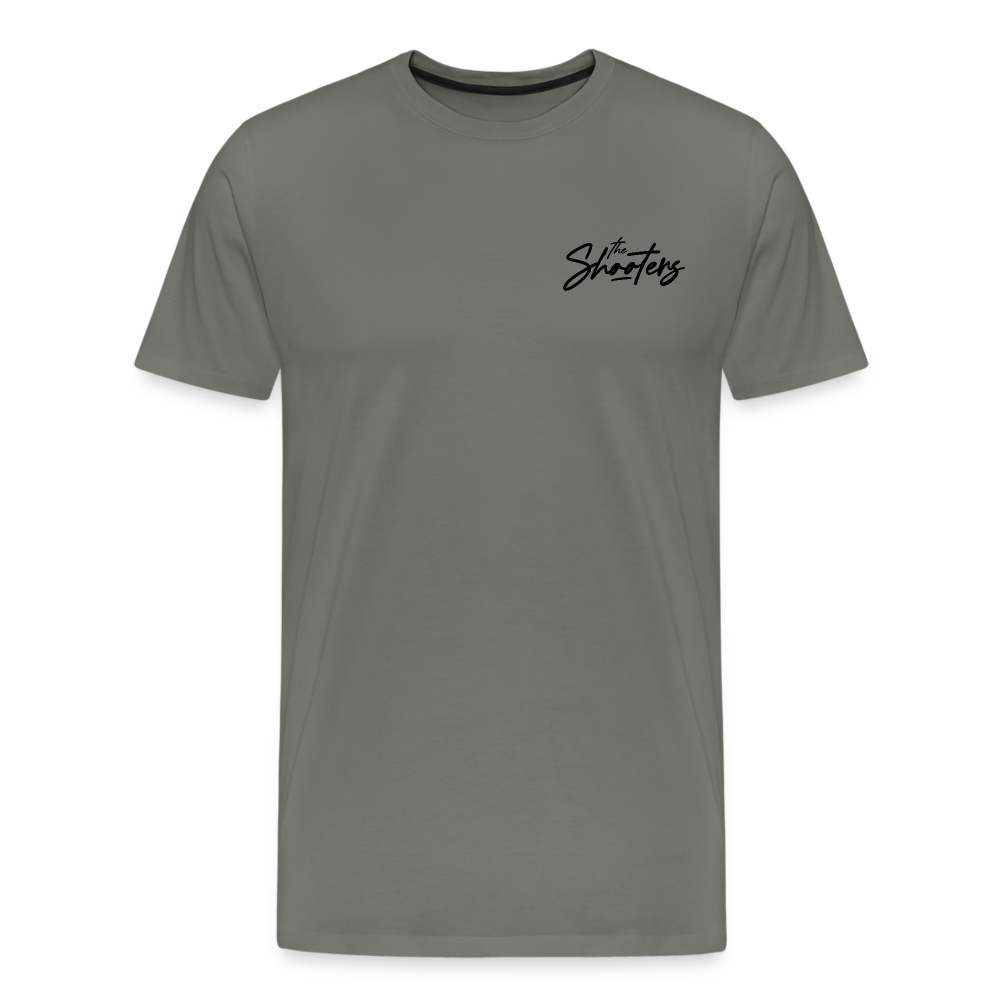 "The Shooters Black" Fitted Tee (Left) - asphalt gray