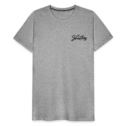 "The Shooters Black" Fitted Tee (Left) - heather gray