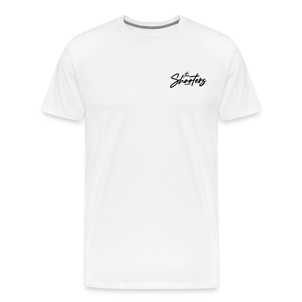 "The Shooters Black" Fitted Tee (Left) - white