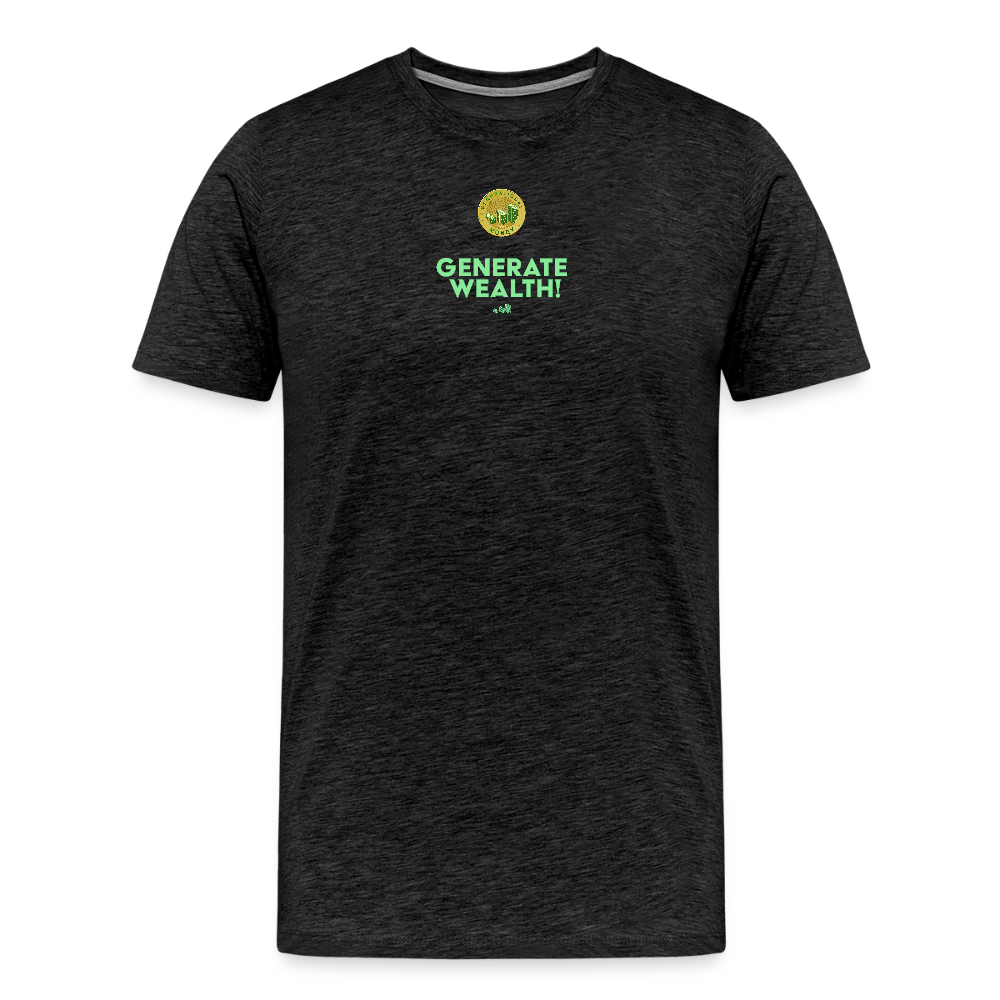 "Generate Wealth Green Logo" Fitted Tee - charcoal grey
