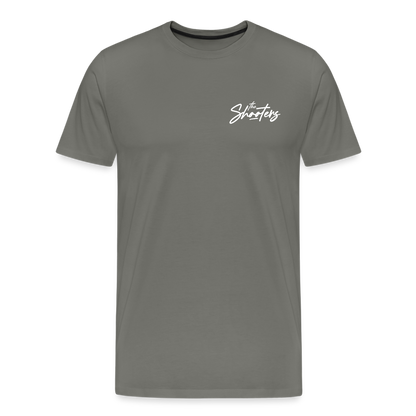 "The Shooters White" Fitted Tee (Left) - asphalt gray