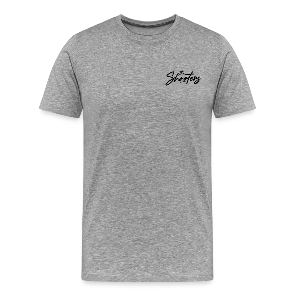 "The Shooters Black" Fitted Tee (Left) - heather gray
