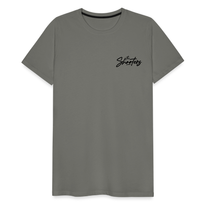 "The Shooters Black" Fitted Tee (Left) - asphalt gray