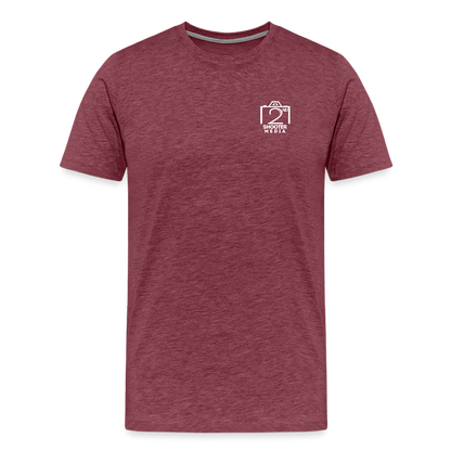 "2nd Shooter White" Fitted Tee (Left) - heather burgundy