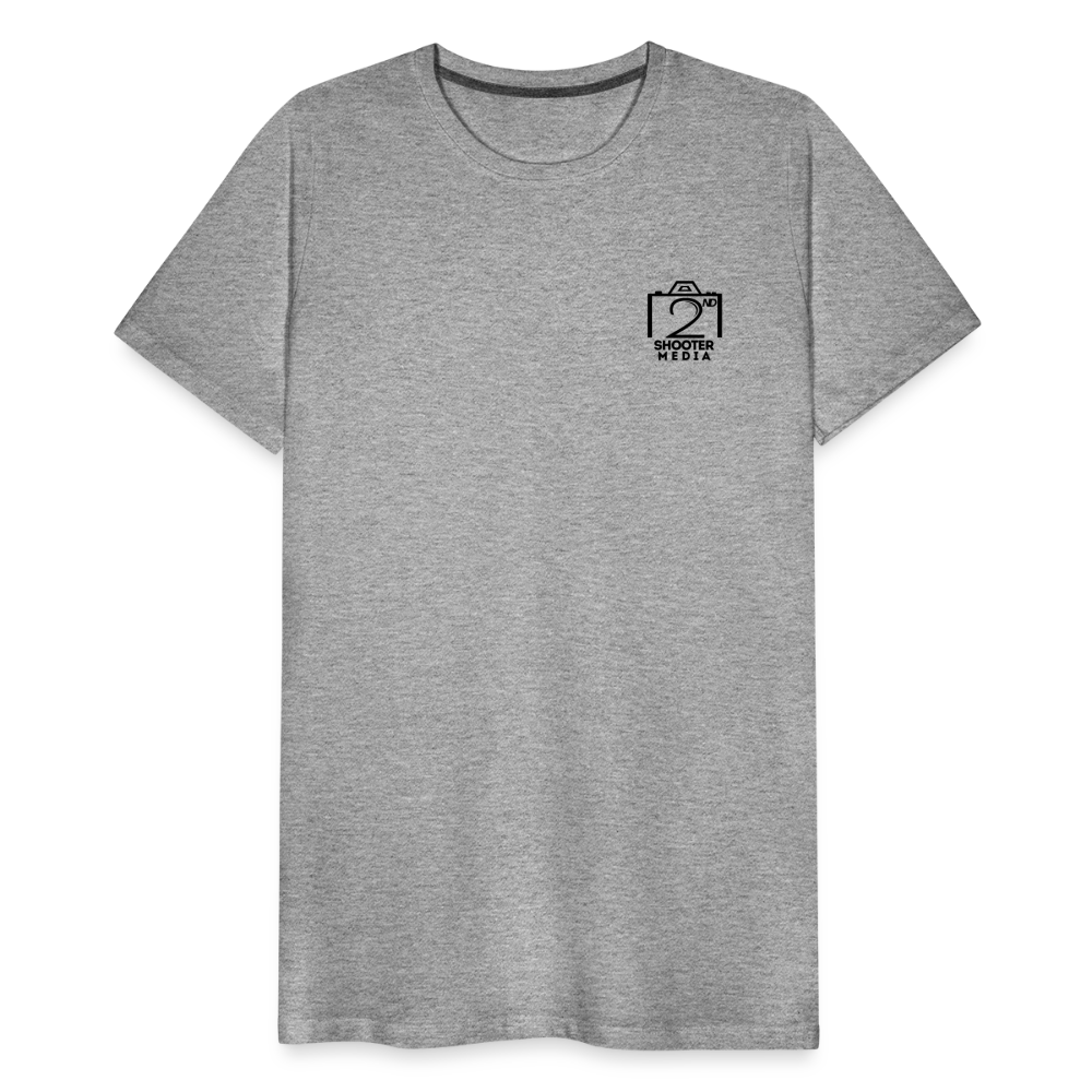 "2nd Shooter Black" Fitted Tee (Left) - heather gray