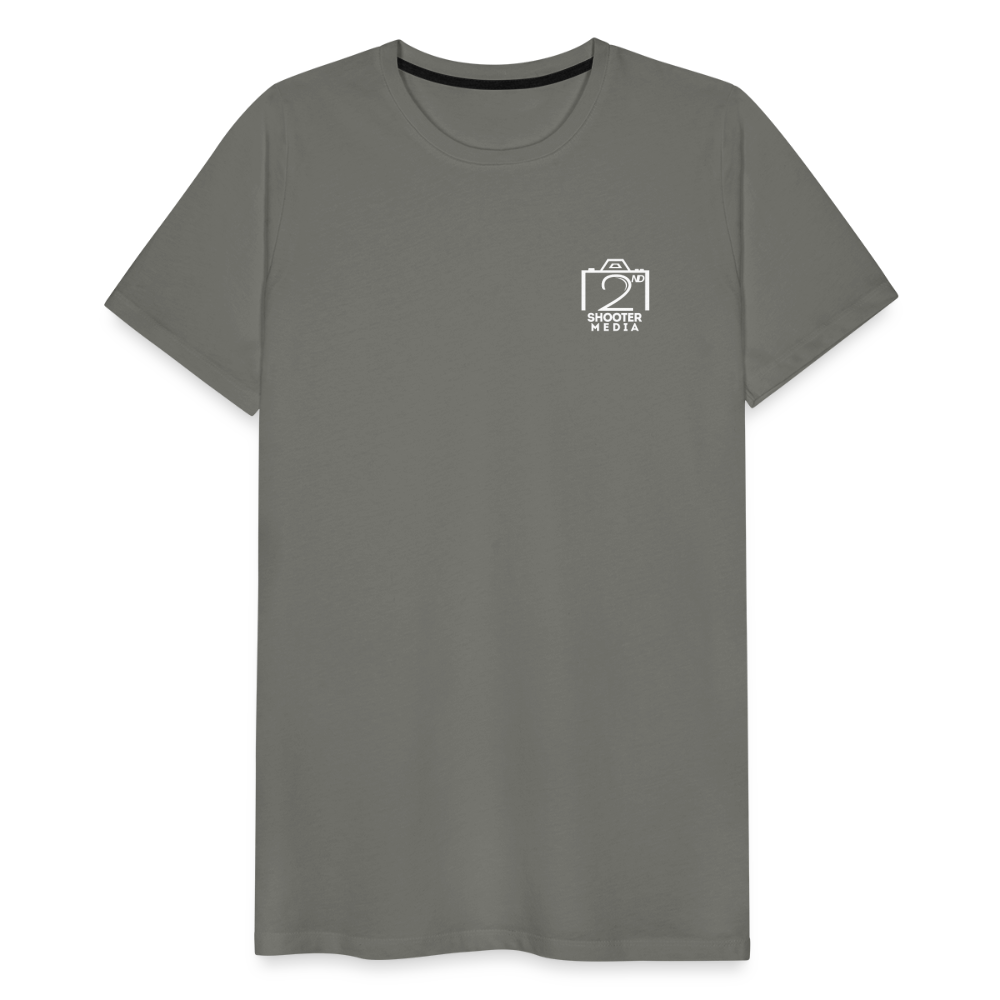"2nd Shooter White" Fitted Tee (Left) - asphalt gray