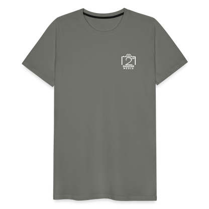 "2nd Shooter White" Fitted Tee (Left) - asphalt gray